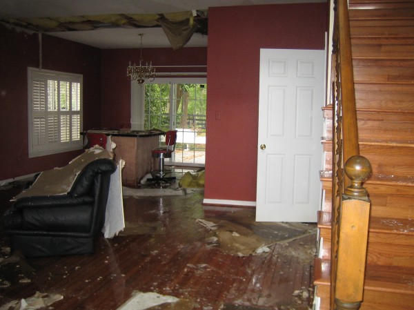 Flood damage to home interior