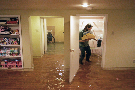 Salvaging items from flooded basement